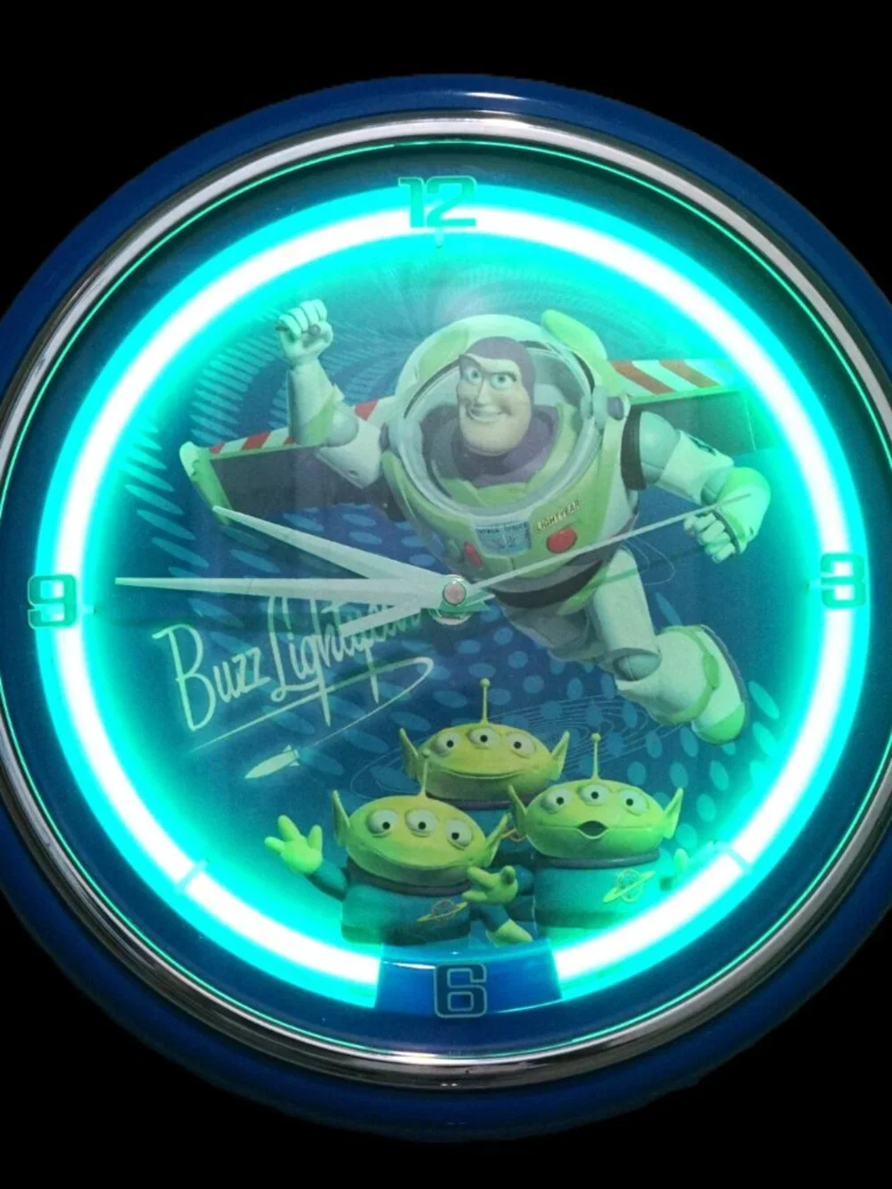 Disney Pixar Buzz Lightyear Blue Neon Wall Clock Rare